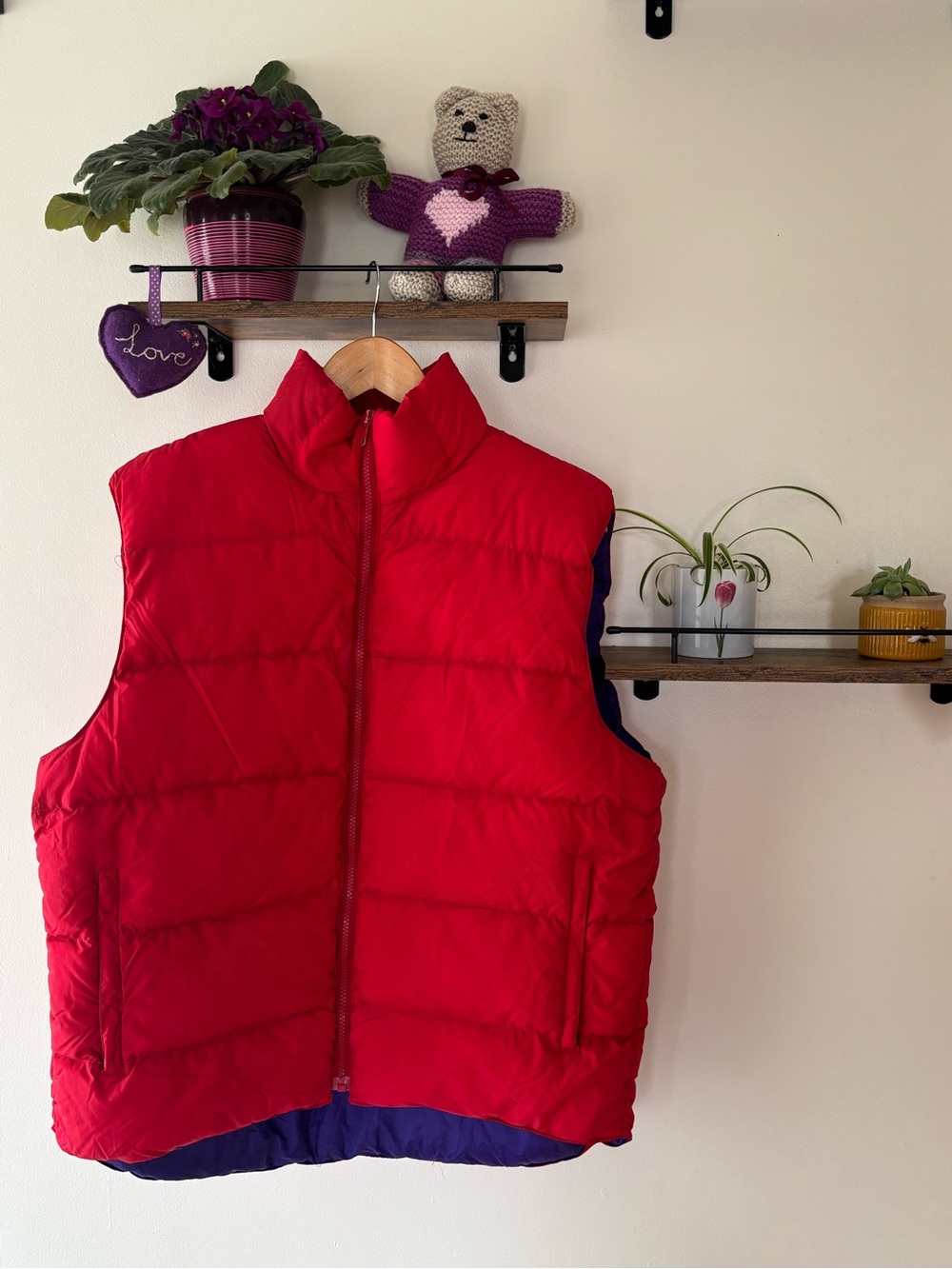 Vintage MEC Mountain Equipment Co-op Down Puffer Vest Red Purple - L
